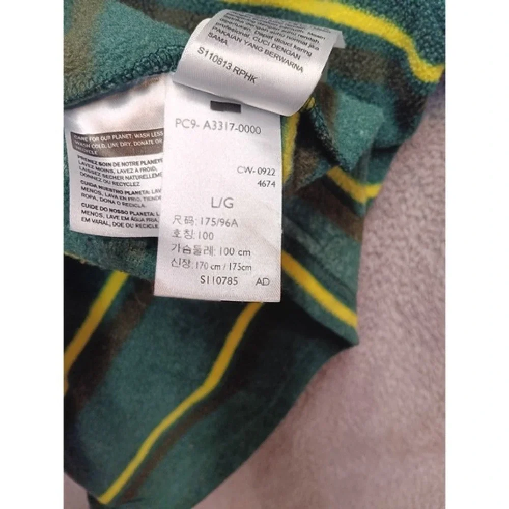 Levi's Relaxed Striped‎ Fleece Sweatshirt Men L Green Yellow Long Sleeve